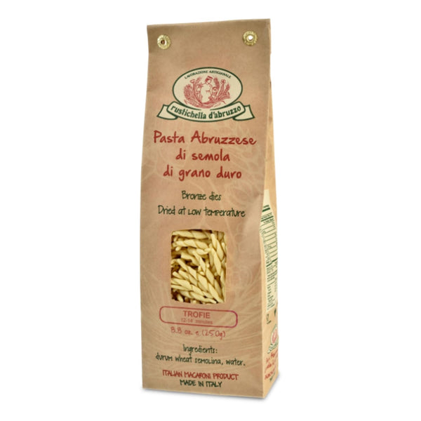 Rustichella d'Abruzzo Trofie Pasta, 250g Bag, Authentic Italian Durum Wheat Semolina, Traditional Ligurian Shape