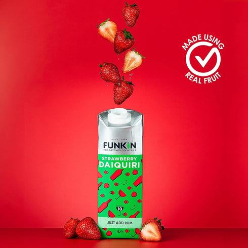1L Funkin Strawberry Daiquiri Cocktail Mixer | Premium Real Fruit Mixer for Cocktails, Smoothies, and Non-Alcoholic