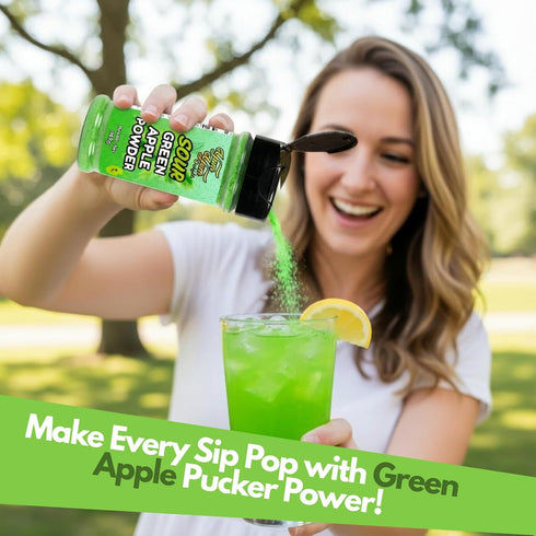 Sour Candy powder - Green Apple Flavor Pucker Topper, Sour Flavoring for Fruit, Gushers, Drinks & More