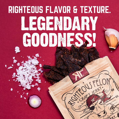 Pack 8) Righteous Felon Craft Beef Jerky (OG Hickory