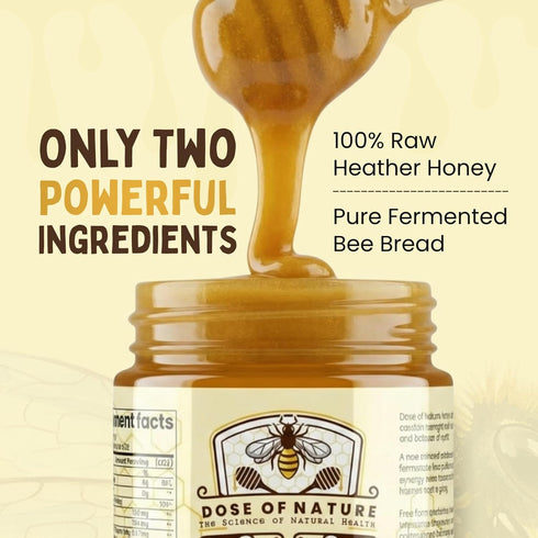 DOSE OF NATURE Pack Immunity 50 Raw Honey with Bee Bread | Small Batch, Unfiltered Superfood Honey for Energy & Stamina