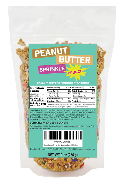 Peanut Butter Sprinkle Crunch Topping Crunch Coat Ice Cream Topping, Dessert Topping