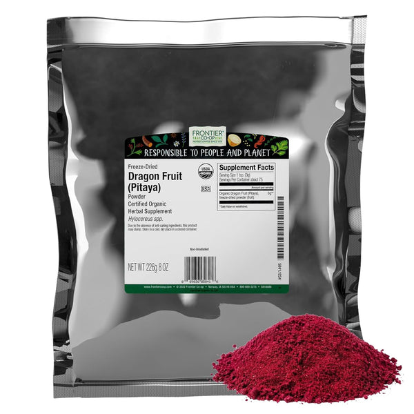 Frontier Co-op Premium, No-Sugar Added Organic Freeze Dried Dragon Fruit Powder -
