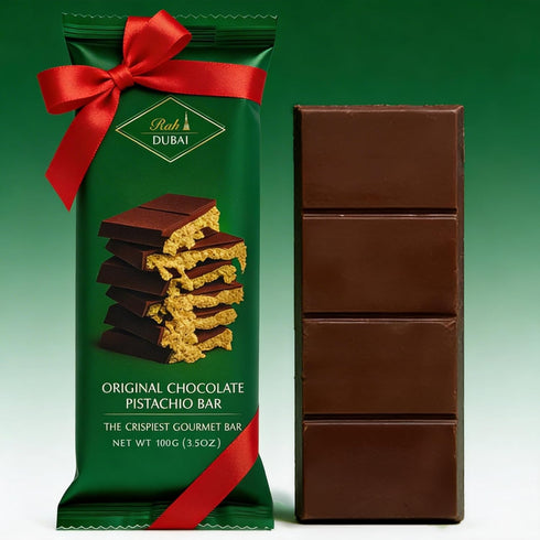 3.5oz 100g, Rah Dubai Chocolate Bar Pistachio, - Gourmet Chocolate Bar | Dubai Chocolate Bar Pistachio | Loaded