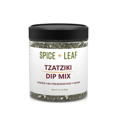 Premium Tzatziki Dip Mix by Spice + Leaf, Vegan Kosher, No Preservatives, 2.2 oz Spice Blend for Dip and Salad