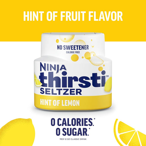20, 12oz 3 Pack, Ninja Thirsti Flavored Water Drops, SELTZER Lemon, Crisp and Refreshing Sparkling Water, Zero