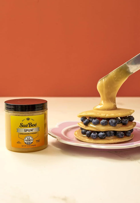 12 (Pack 1) Sue Bee Premium Spun Honey, Pure Honey, Product of USA, US Grade A, Whipped Honey, Ounce
