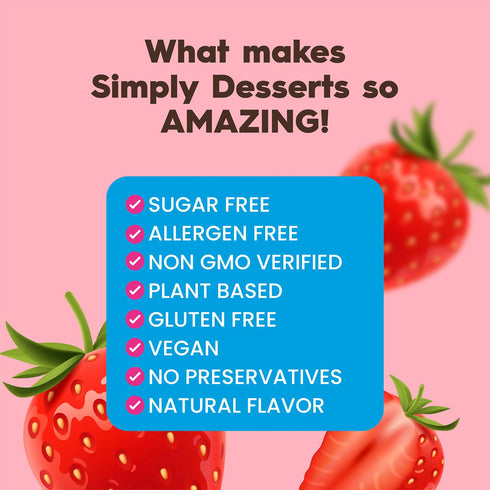 Simply Delish Plant Based Natural Strawberry Jel Dessert, 6 Pack, Zero Sugar, Gluten Free, Vegan