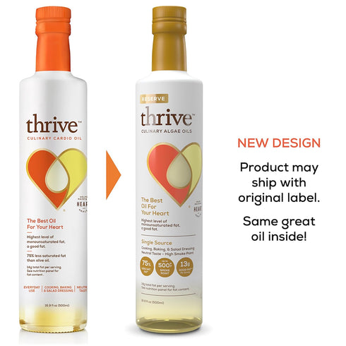 Omega-9 (90%), Omega-6, 16.9 oz, 1 Pack Thrive Cooking Oil - Reserve Pure Algae Oil, Heart and Health-Conscious Oil