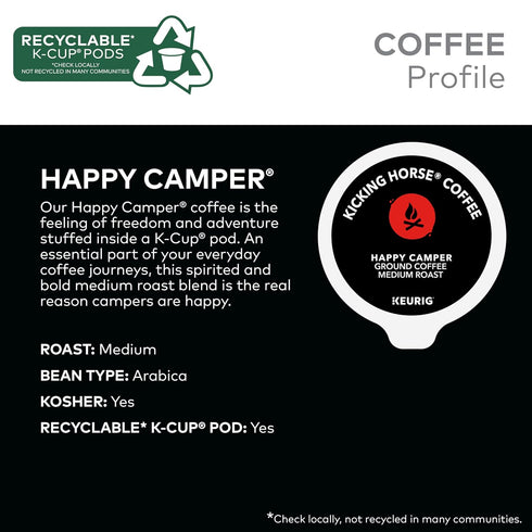 60-Count Kicking Horse Coffee, Happy Camper, Single Serve Keurig K-Cup Pods, Medium Roast Coffee, Box