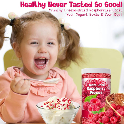 3.7Oz/105g Premium Freeze Dried Raspberries Pieces - Pure Dried Raspberries, Made From Whole Fresh Raspberries, No