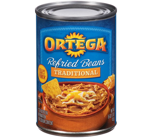 Ortega Refried Beans, Traditional, 16 Ounce (Pack of 12)