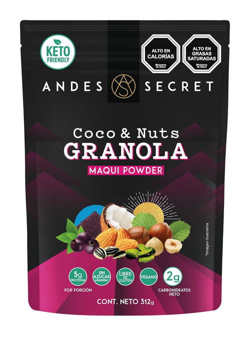 Andes Secret Maqui Powder Granola - Almonds, Hazelnuts - Keto High Protein