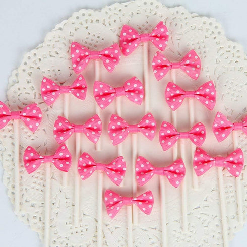 Bow Cupcake Toppers - Children's Birthday Baby Shower Party Decoration Supplies, Pack of 18