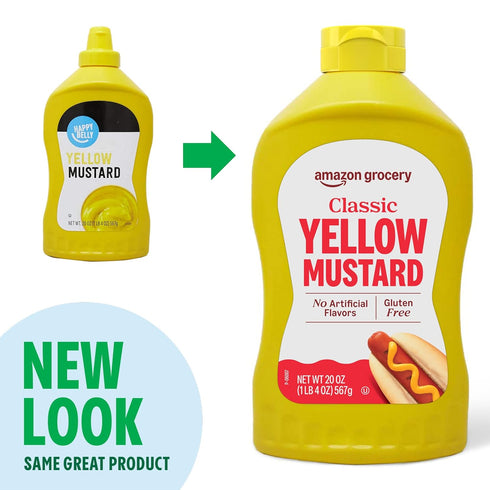20 Oz Packaging Amazon Grocery, Classic Yellow Mustard, (Previously Happy Belly, May Vary)