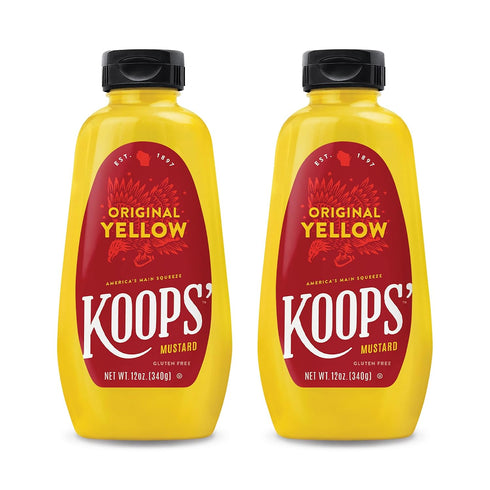 KOOPS' Original Yellow Mustard Gourmet Mustard, Gluten-Free, Kosher, Made In Usa, From