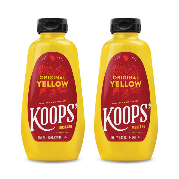 KOOPS' Original Yellow Mustard Gourmet Mustard, Gluten-Free, Kosher, Made In Usa, From