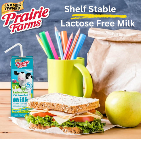 Prairie Farms Dairy 1% 8oz. (27 Pack) Prairie Farms Lactose Free Milk, Shelf Stable Low Fat Milk Boxes Vitamin D