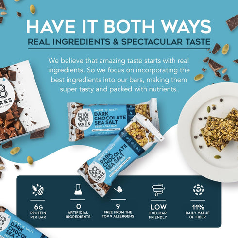 88 6 Count, Acres Granola Bars, Dark Chocolate Sea Salt, School Safe, Allergen Free Seed & Oat Snack Bar, Gluten & Nut