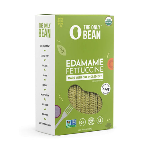 The Only Bean Organic Edamame Fettuccine Pasta - High Protein, Gluten-Free, Vegan, 8 oz (1 Pack)
