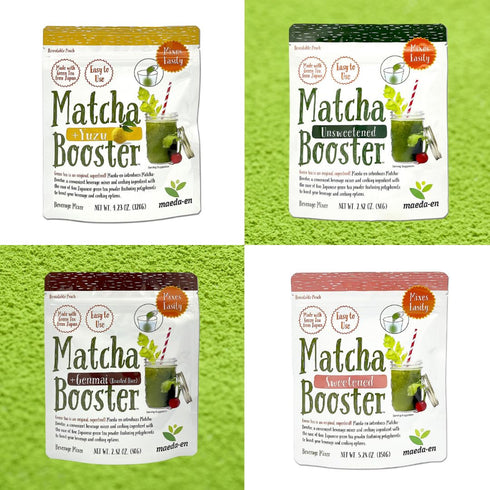 240g 3 Pack 27142 3pk MAEDA-EN Matcha Booster Sweetened Green Tea Powder Japanese Origin Resealable Pouch for Latte