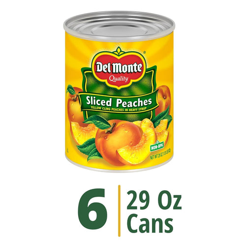 1.81 (Pack 6) Del Monte Canned Sliced Yellow Cling Peaches in Heavy Syrup Pound
