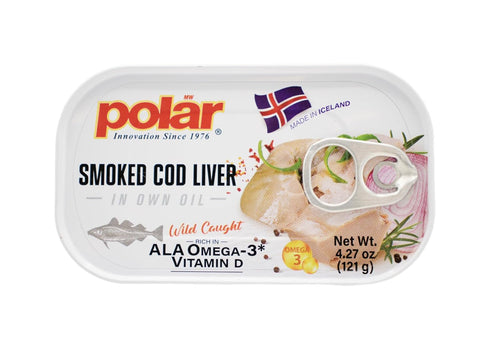 4.27 oz Omega-3, (Pack 12) MW Polar Smoked Cod Liver in Oil Wild-Caught, Rich in Ready to Eat Premium Quality Seafood