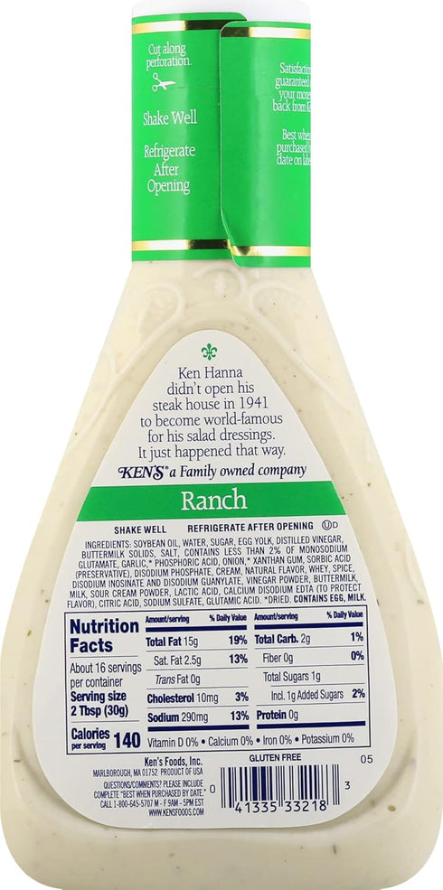 Pack, 16 oz. (Pack 2) Ken's Steak House Honey Mustard and Ranch Dressing Variety fl