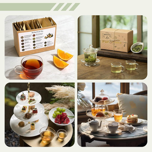 Pureleafia Set 12 15g 5g 2L Herbal Fruit Tea Gift - Artisan Flavors, Loose Leaf Pouches, Hot & Cold Brew, Sugar-Free