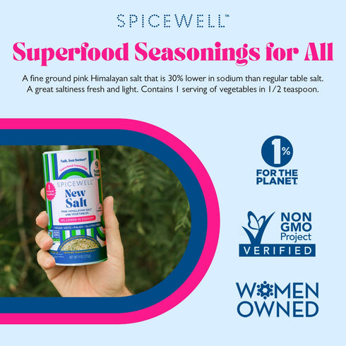 9 9oz 3 Spicewell - Himalayan Pink Salt Shaker - Boosted with Real Veggies, Less Sodium Than Table Salt - Fine Ground