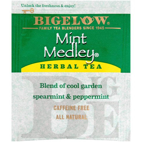 28-Count (Pack 1) Bigelow Mint Medley Herbal Tea Bags Box of Mint Tea Bags Peppermint & Spearmint Herbal Tea All