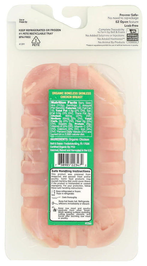 Bell & Evans 8 OZ Organic Boneless Skinless Chicken Breast