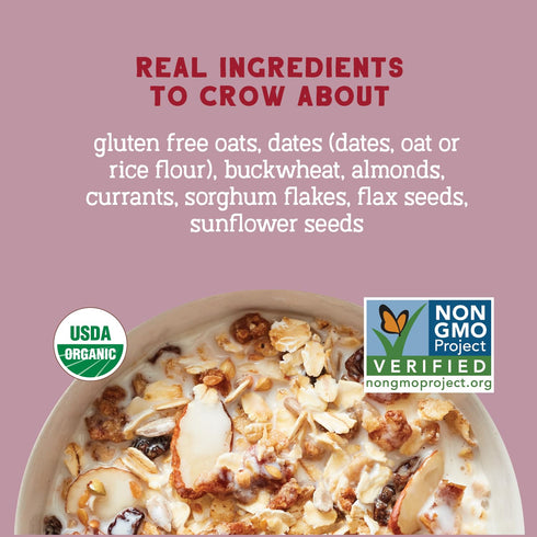 12 Oz 0g Seven Sundays Organic Muesli Cereal, Farmers Market Almond Date Currant, Bag, Gluten Free, Added Sugar, Enjoy