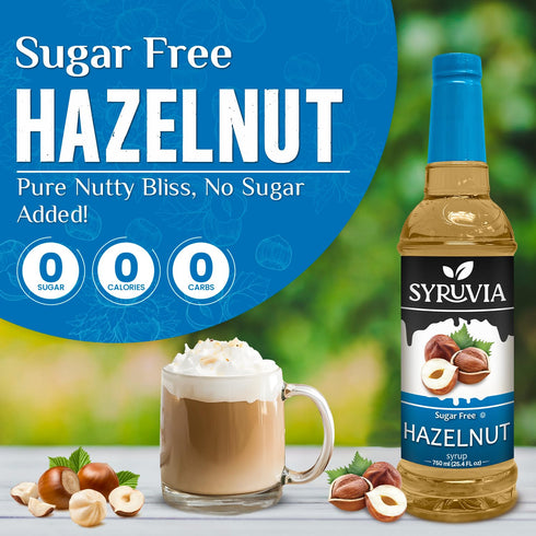 25.4 oz 0 Syruvia Sugar-Free Hazelnut & Sugar-Free Pistachio Syrup - fl Premium Coffee Flavoring Syrup. Calories