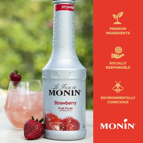 (1 Monin - Strawberry Pure, Juicy and Sweet, Great for Sodas and Teas, Gluten-Free, Vegan, Non-GMO Liter)