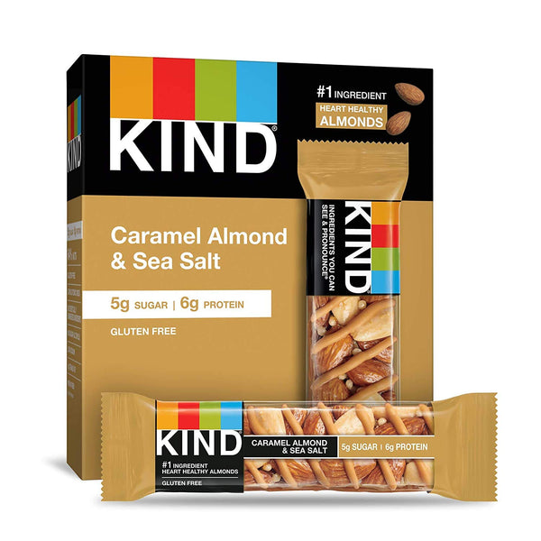 KIND Nut Bars, Caramel Almond & Sea Salt, Gluten Free Healthy Snacks, Low Sugar, 6g Protein, 6 Count