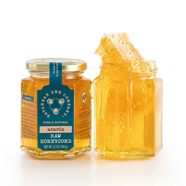 Savannah Bee Company Pure Raw Acacia Honeycomb - All Natural, Unfiltered Honeycomb