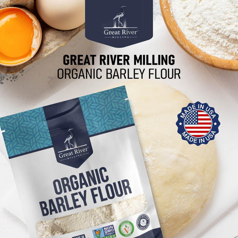 5 Lb Great River Milling Organic Barley Flour | Unbleached, Unbromated, Non-GMO, Kosher | High Fiber, Nutty Flavor