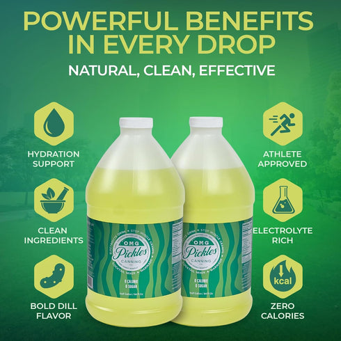 64 Oz (Pack 2) OMG Pickles Dill Pickle Juice for Leg Cramps Natural Pickle Juice Sports Drink for Cramp Relief