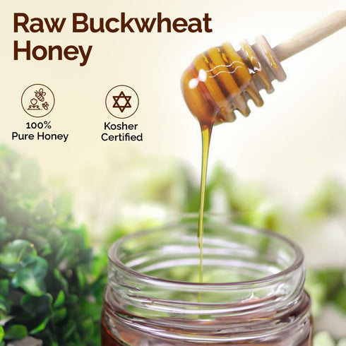500g 1.1 lbs Antioxidant-Packed OneRoot Raw Honey Bundle Buckwheat & Canadian Wildflower Honey Unheated & Nutrient-Rich