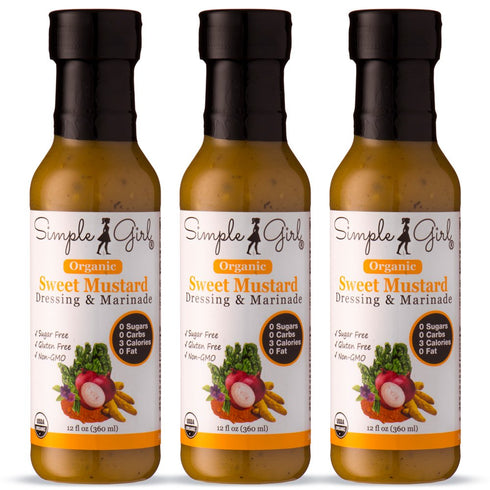 Simple Girl Organic Sweet Mustard Salad Dressing - 3 Bottles - 12oz - Sugar