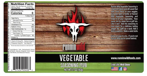 5.7 Gourmet Vegetable Seasoning | No Artificial Flavors, No MSG added | Runnin Wild Foods, ounces