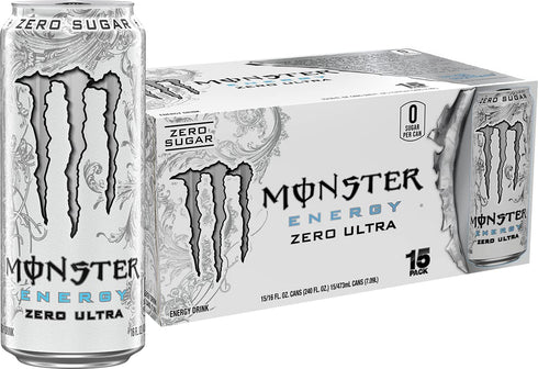 Monster Energy Zero Ultra, Sugar Free Energy Drink, 16 Ounce | Pack