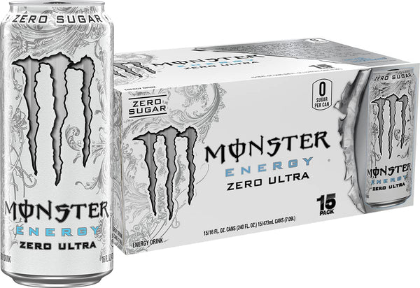 Monster Energy Zero Ultra, Sugar Free Energy Drink, 16 Ounce | Pack