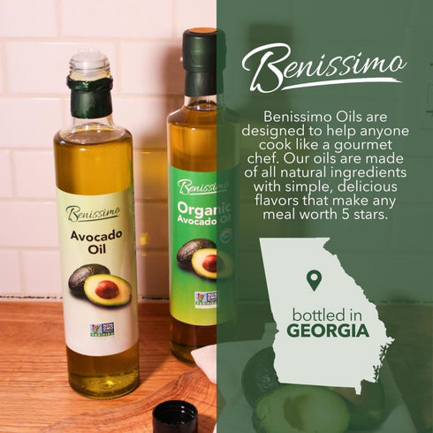 100% 8.45 oz Pure Avocado Oil in Glass Bottle, Allergen-Free and Non-GMO, Premium Cold-Pressed Cooking Oil for Sauting