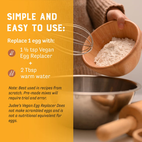 Judee's Vegan Egg Replacer Powder - 8 oz, Gluten-Free Baking Supplies for Homemade Treats and Baked Goods