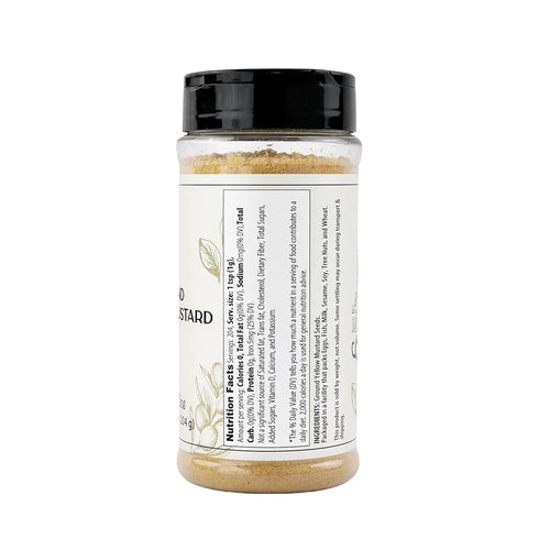 (7.2 Olive & Vine Yellow Mustard Ground, Tangy Flavor, For Sauces & Dressings, Rich Tradition, Authentic Taste