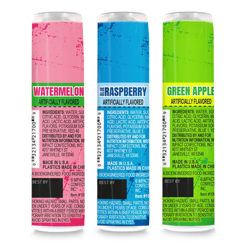 WARHEADS Super Sour Candy Spray, 3 Pack of Blue Raspberry, Green Apple, and Watermelon Flavors, 0.68 oz Bottles