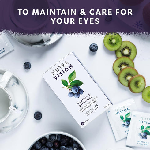 NUTRAVISION Eye Health Tea with Bilberry & Eyebright, 20 Enveloped Tea Bags for General Eye Health.