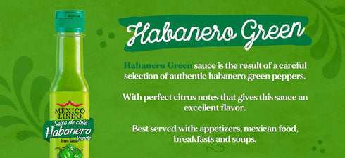 5 Oz (Pack 12) Mexico Lindo Green Habanero Hot Sauce | Real Green Habanero Chili Pepper | Enjoy with Mexican Food